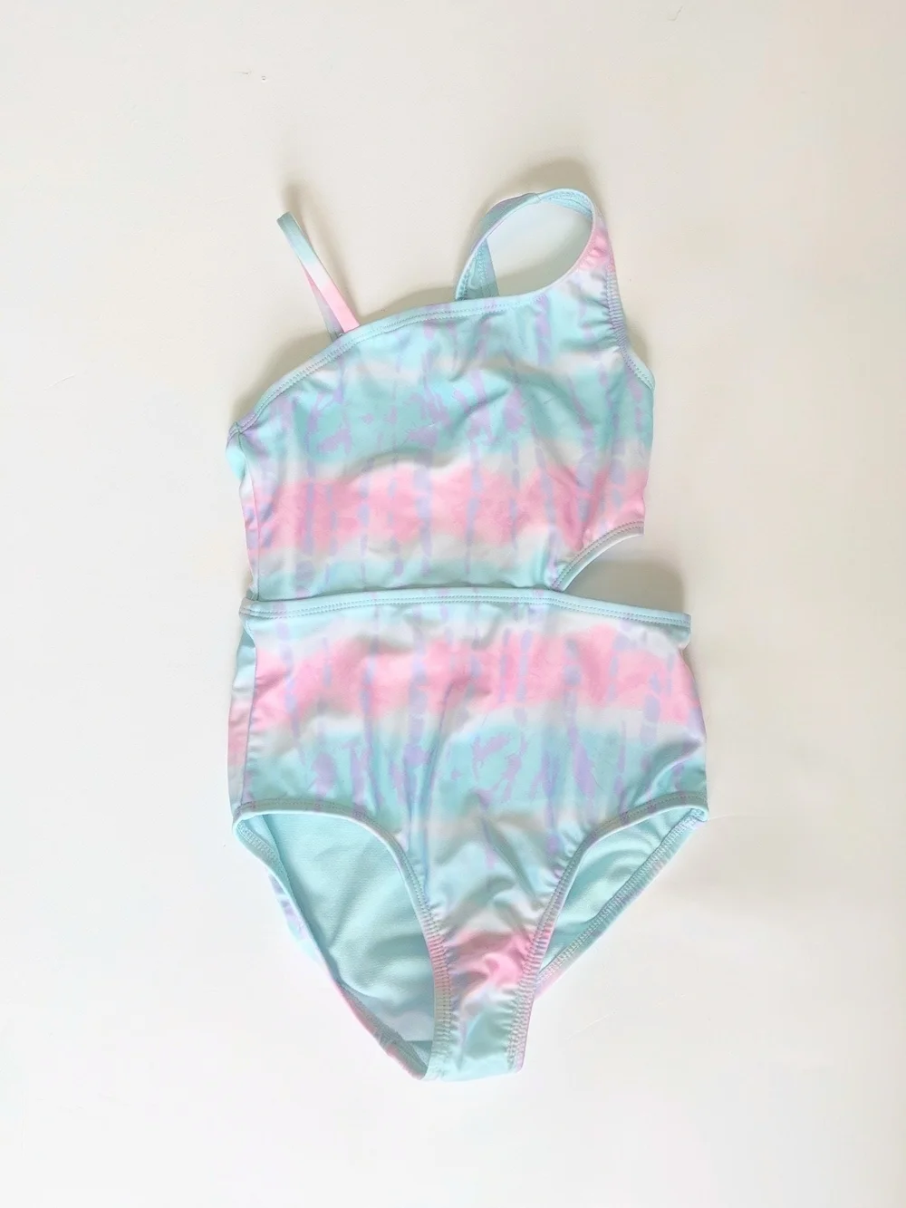 ⚡Wonder Nation Pastel Tie-Dye One-Piece Swimsuit - Pink & Aqua